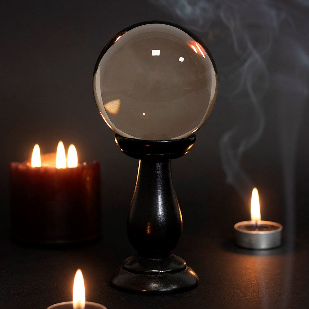 Something Different - Smoke Grey Small on Wooden Stand Crystal ball - Grey